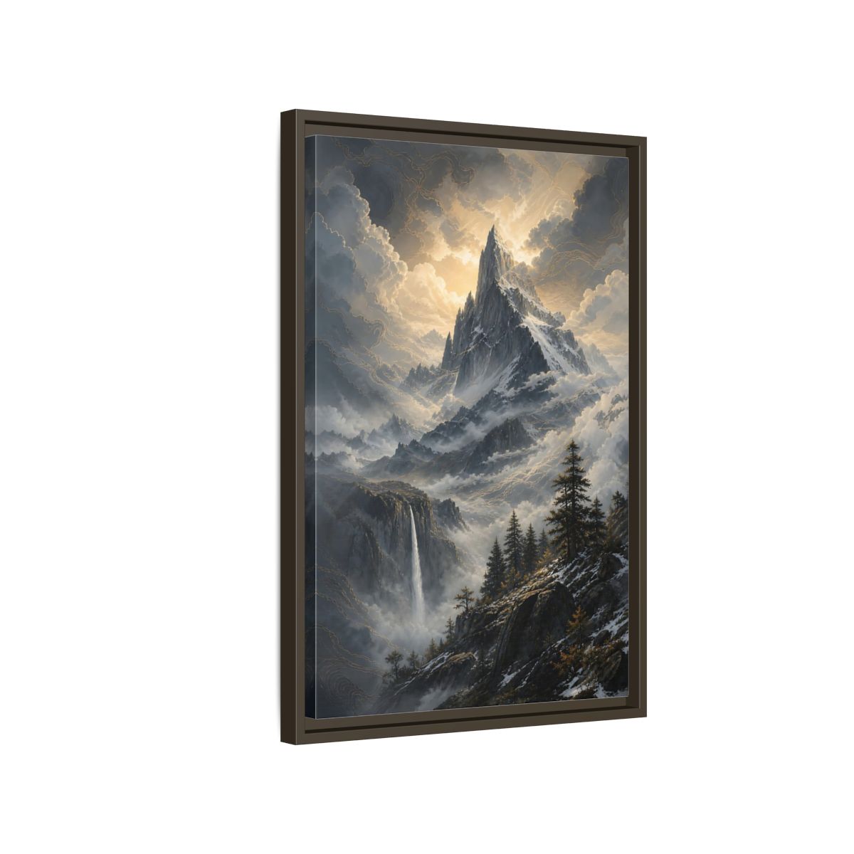 Side Mockup 2. Nature Mountain Dramatic Mountain Scenery shown as stretched canvas wall art
