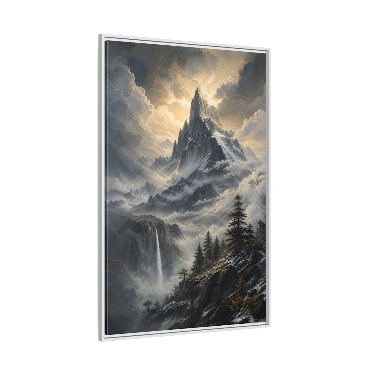 Side Mockup 7. Nature Mountain Dramatic Mountain Scenery shown as stretched canvas wall art