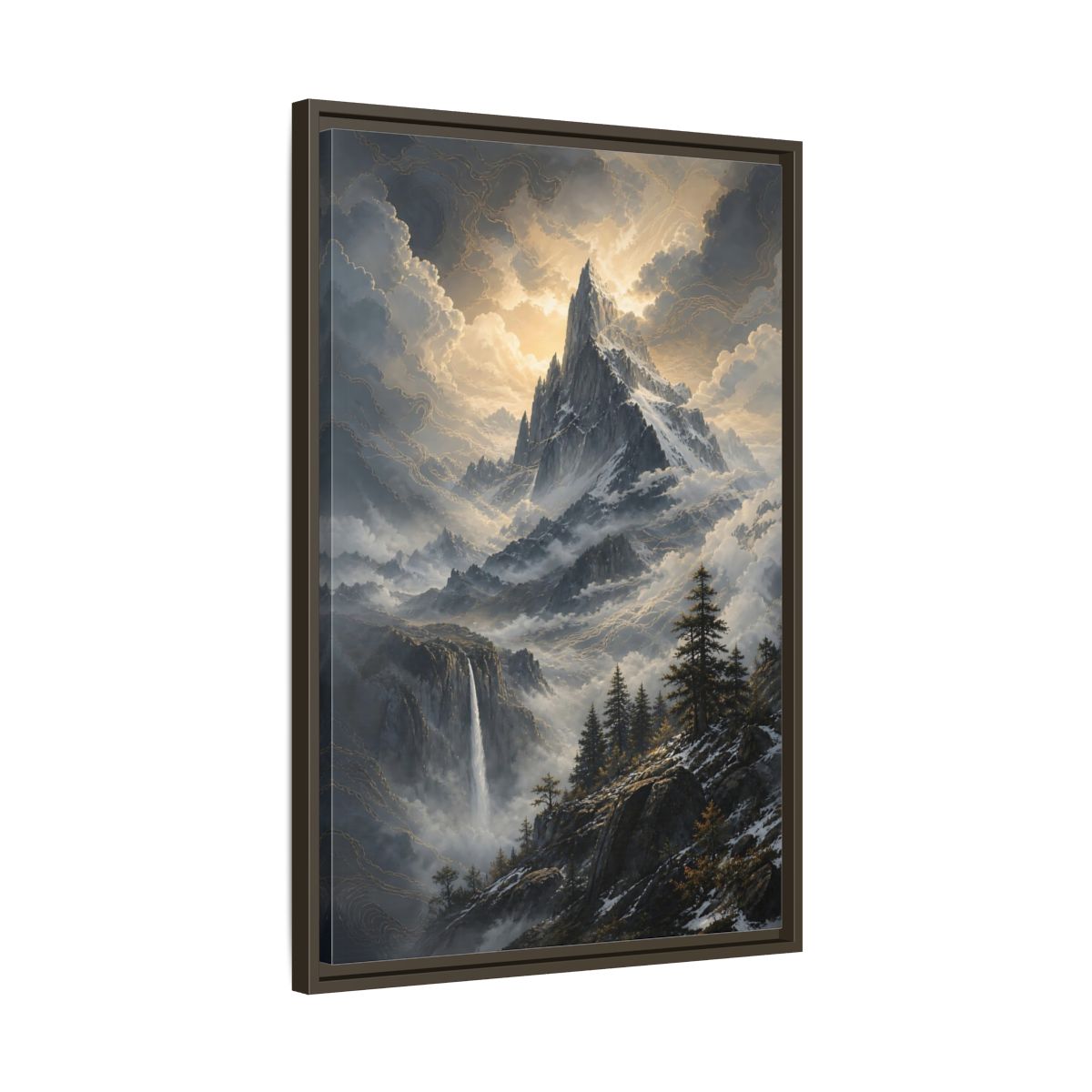 Side Mockup 11. Nature Mountain Dramatic Mountain Scenery shown as stretched canvas wall art