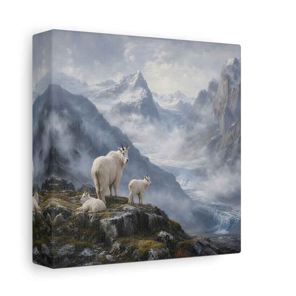 Side Mockup 2. Nature Mountain Goats White Mountain Goats shown as stretched canvas wall art