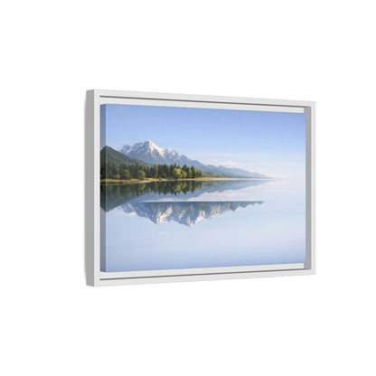 Side Mockup 4. Nature Mountain Lake Blue And Green shown as stretched canvas wall art