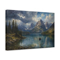 Side Mockup 4. Nature Mountain Lake Mountain Lake Blue shown as stretched canvas wall art