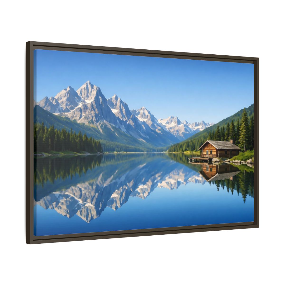 Main Mockup. Nature Mountain Lake Blue Mountain Lake shown as stretched canvas wall art
