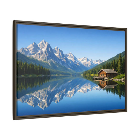 Main Mockup. Nature Mountain Lake Blue Mountain Lake shown as stretched canvas wall art