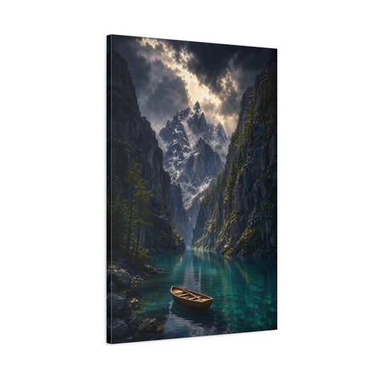Main Mockup. Nature Mountain Lake Blue Mountain Lake shown as stretched canvas wall art