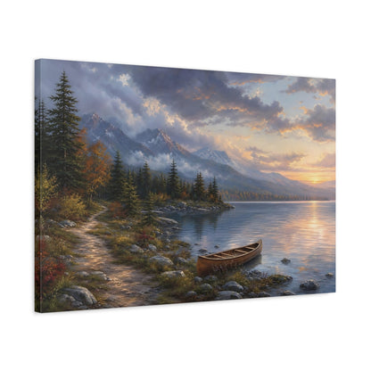 Side Mockup 2. Nature Mountain Lake Colorful Mountain Lake shown as stretched canvas wall art