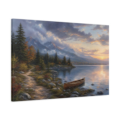 Main Mockup. Nature Mountain Lake Colorful Mountain Lake shown as stretched canvas wall art