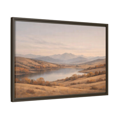 Side Mockup 11. Nature Mountain Lake Golden Hues shown as stretched canvas wall art