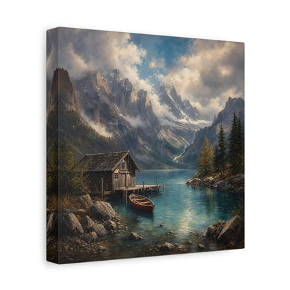 Side Mockup 9. Nature Mountain Lake Mountain Lake Landscape shown as stretched canvas wall art