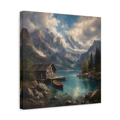 Side Mockup 7. Nature Mountain Lake Mountain Lake Landscape shown as stretched canvas wall art