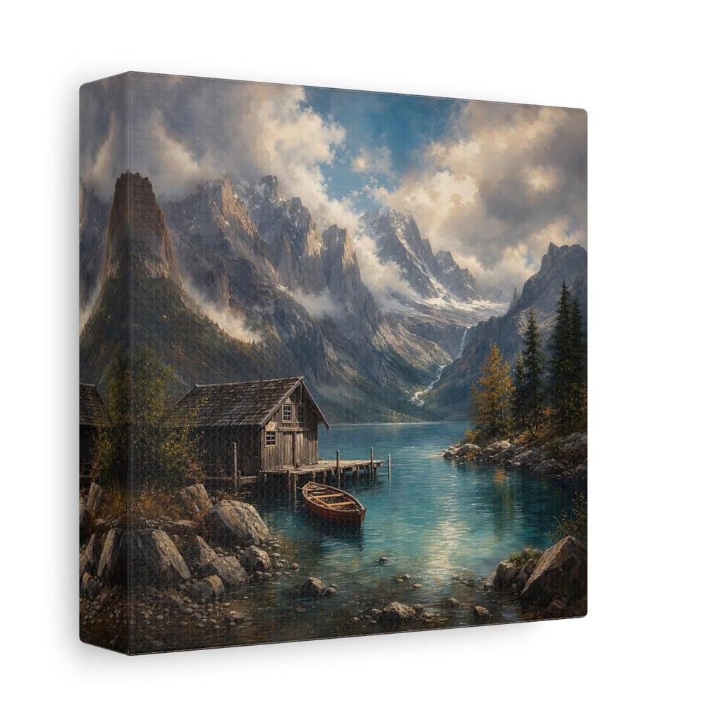 Side Mockup 2. Nature Mountain Lake Mountain Lake Landscape shown as stretched canvas wall art
