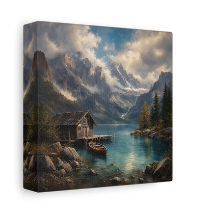 Side Mockup 2. Nature Mountain Lake Mountain Lake Landscape shown as stretched canvas wall art