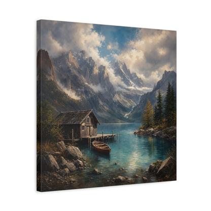 Side Mockup 5. Nature Mountain Lake Mountain Lake Landscape shown as stretched canvas wall art