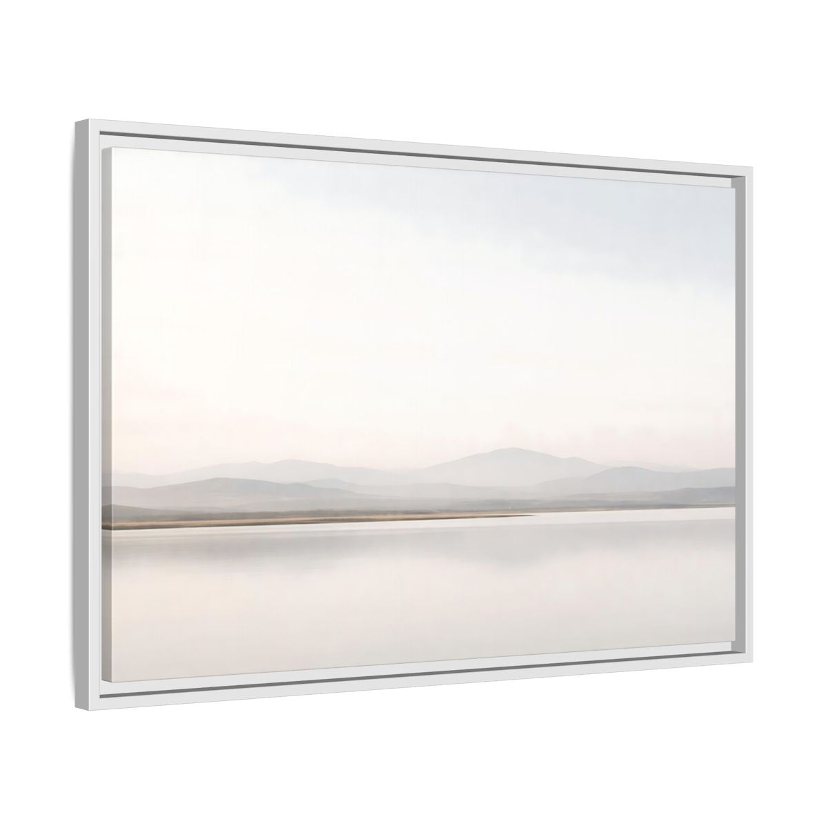 Side Mockup 10. Nature Mountain Lake Misty Landscape shown as stretched canvas wall art