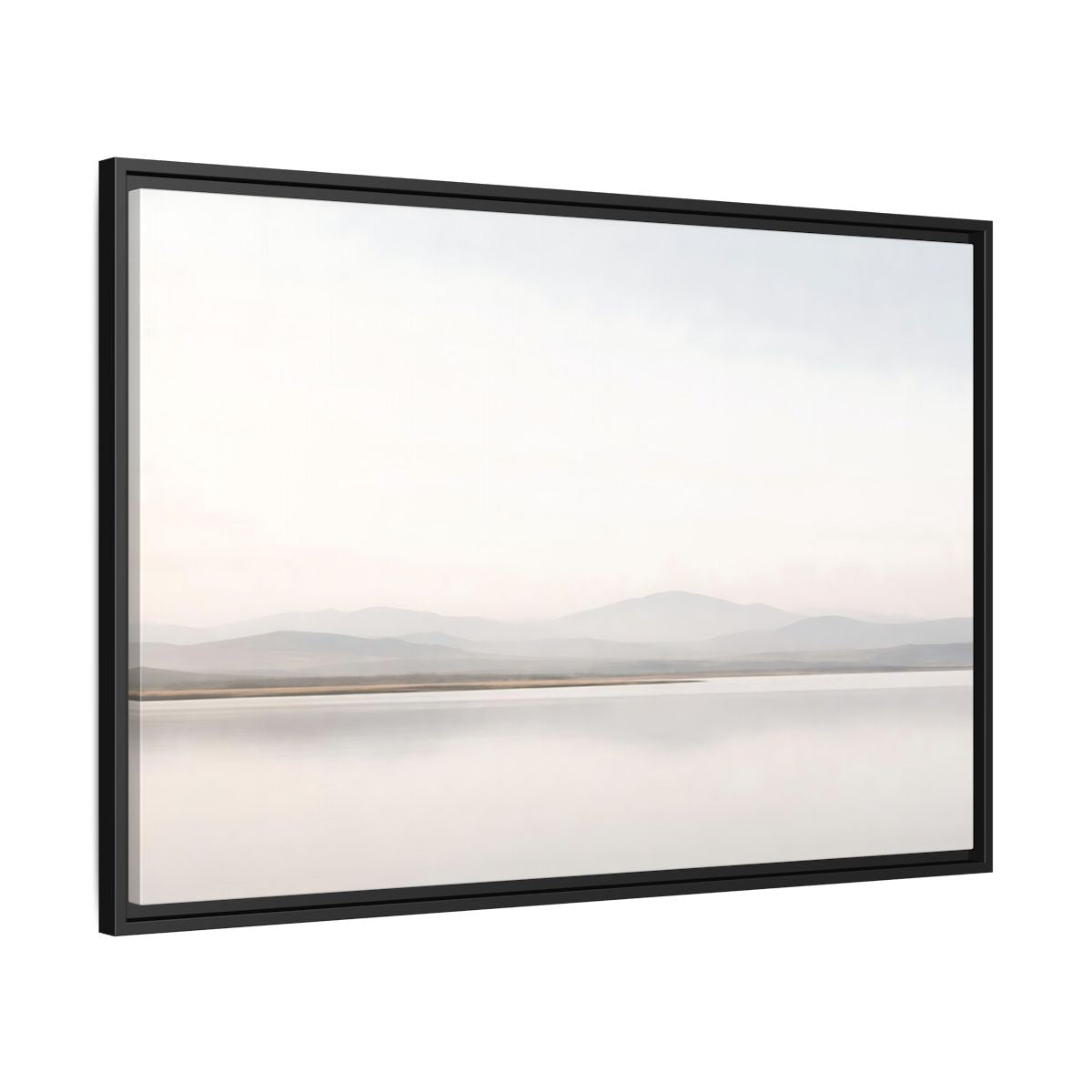 Side Mockup 13. Nature Mountain Lake Misty Landscape shown as stretched canvas wall art