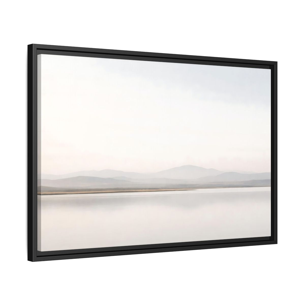 Side Mockup 14. Nature Mountain Lake Misty Landscape shown as stretched canvas wall art