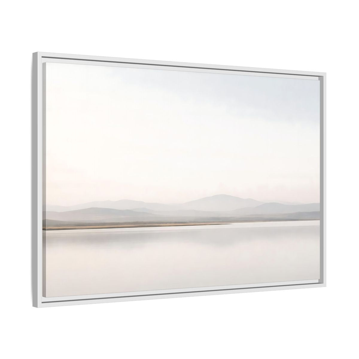 Side Mockup 9. Nature Mountain Lake Misty Landscape shown as stretched canvas wall art