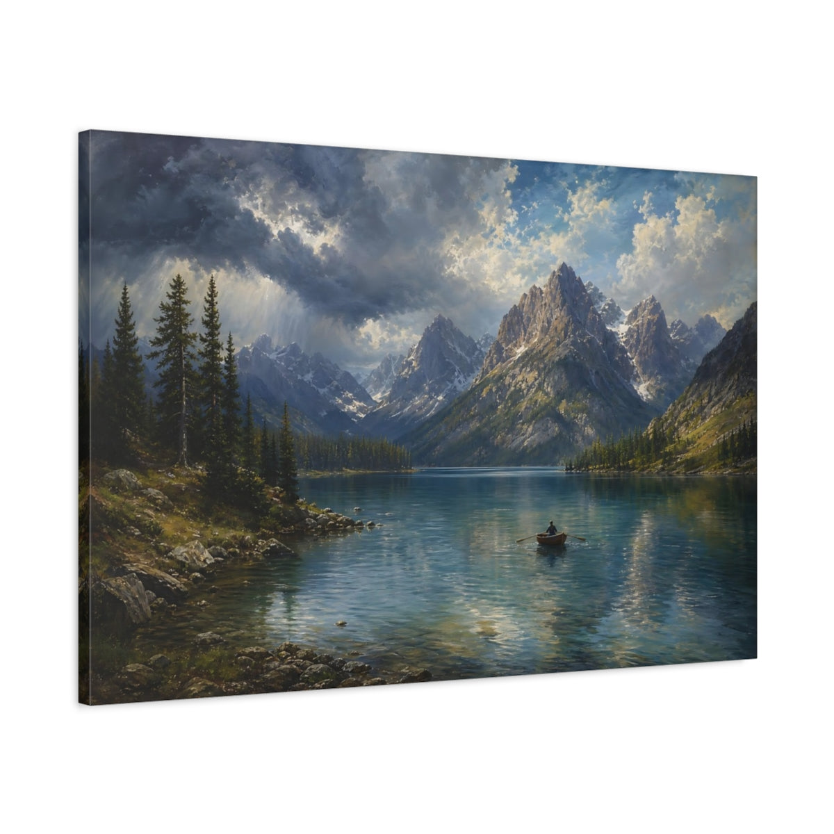 Main Mockup. Nature Mountain Lake Mountain Lake Blue shown as stretched canvas wall art