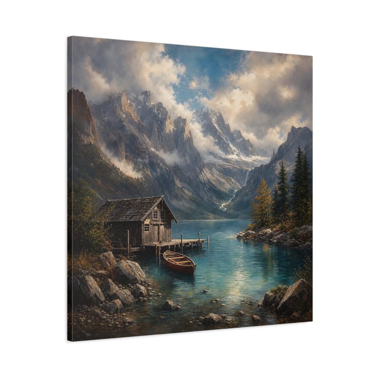 Main Mockup. Nature Mountain Lake Mountain Lake Landscape shown as stretched canvas wall art