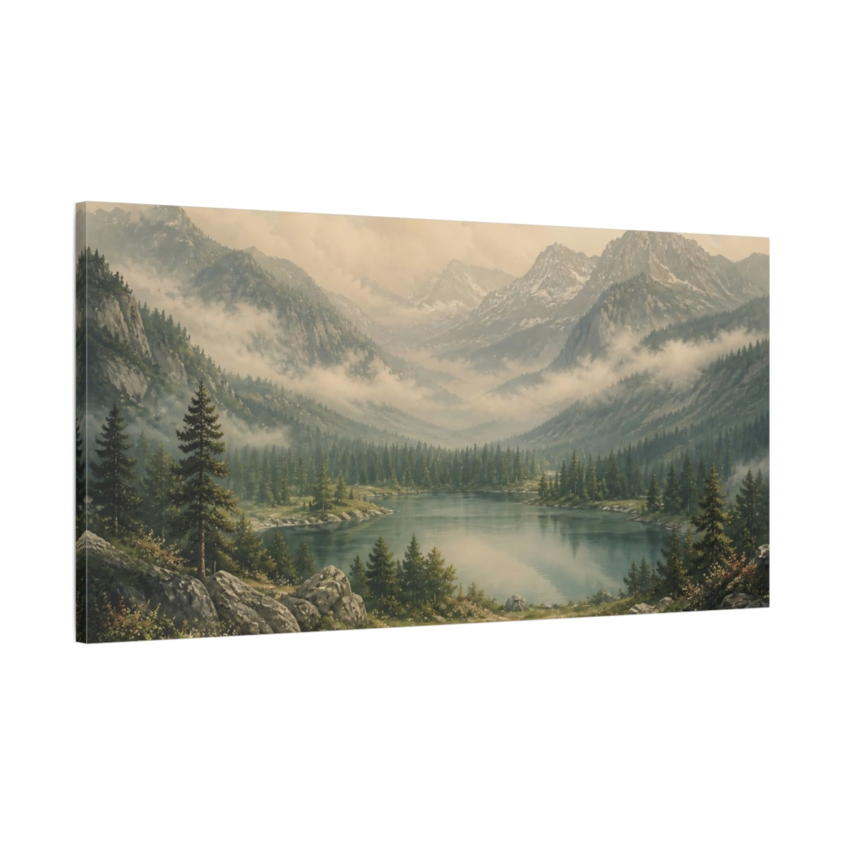 Main Mockup. Nature Mountain Lake Mountain Lake Landscape shown as stretched canvas wall art