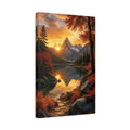 Side Mockup 4. Nature Mountain Lake Orange Sunset Landscape shown as stretched canvas wall art