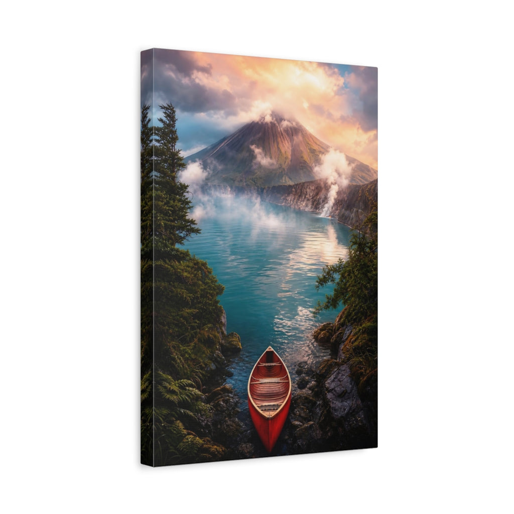 Side Mockup 4. Nature Mountain Lake Vibrant Lake Mountain shown as stretched canvas wall art