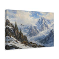 Side Mockup 4. Nature Mountain Landscape Blue And White Mountains shown as stretched canvas wall art