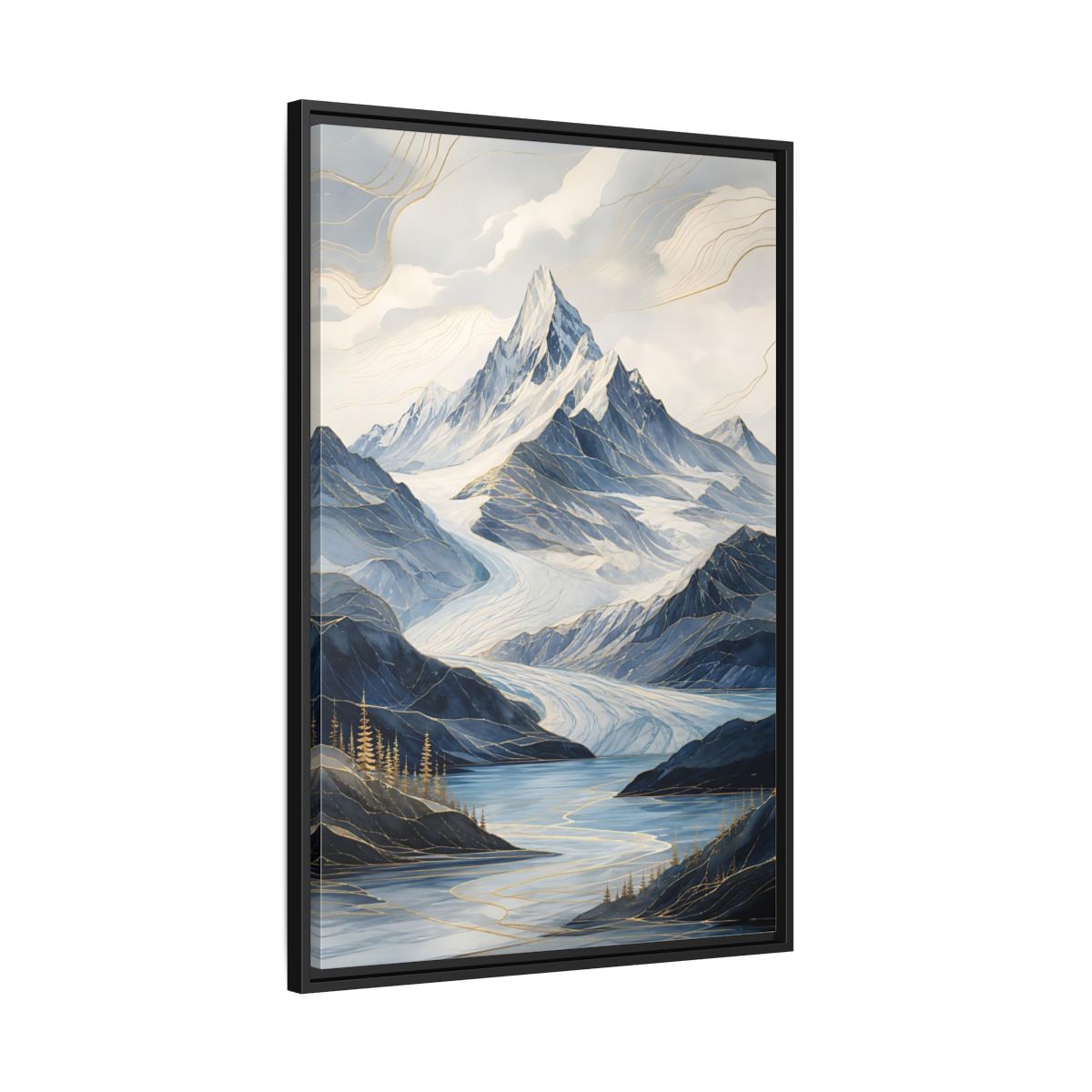 Side Mockup 13. Nature Mountain Landscape Blue Mountains shown as stretched canvas wall art