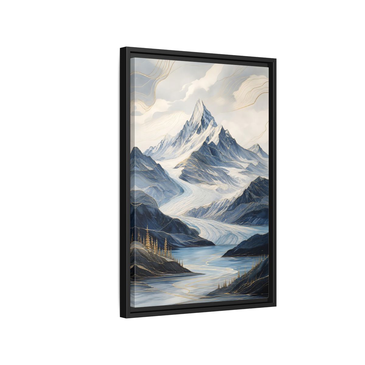 Side Mockup 3. Nature Mountain Landscape Blue Mountains shown as stretched canvas wall art