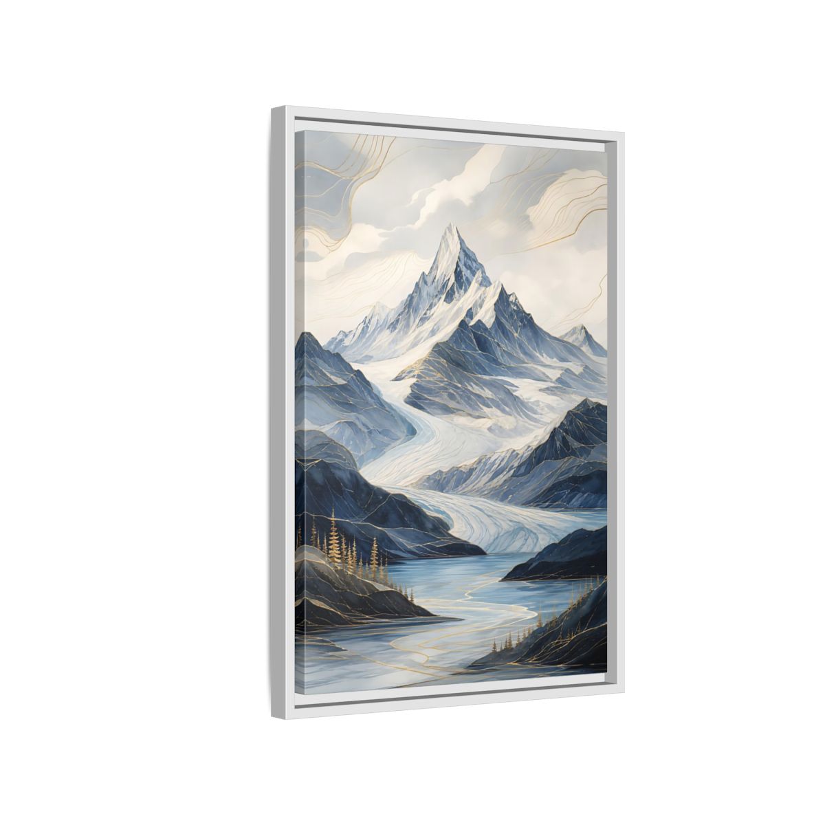 Side Mockup 1. Nature Mountain Landscape Blue Mountains shown as stretched canvas wall art