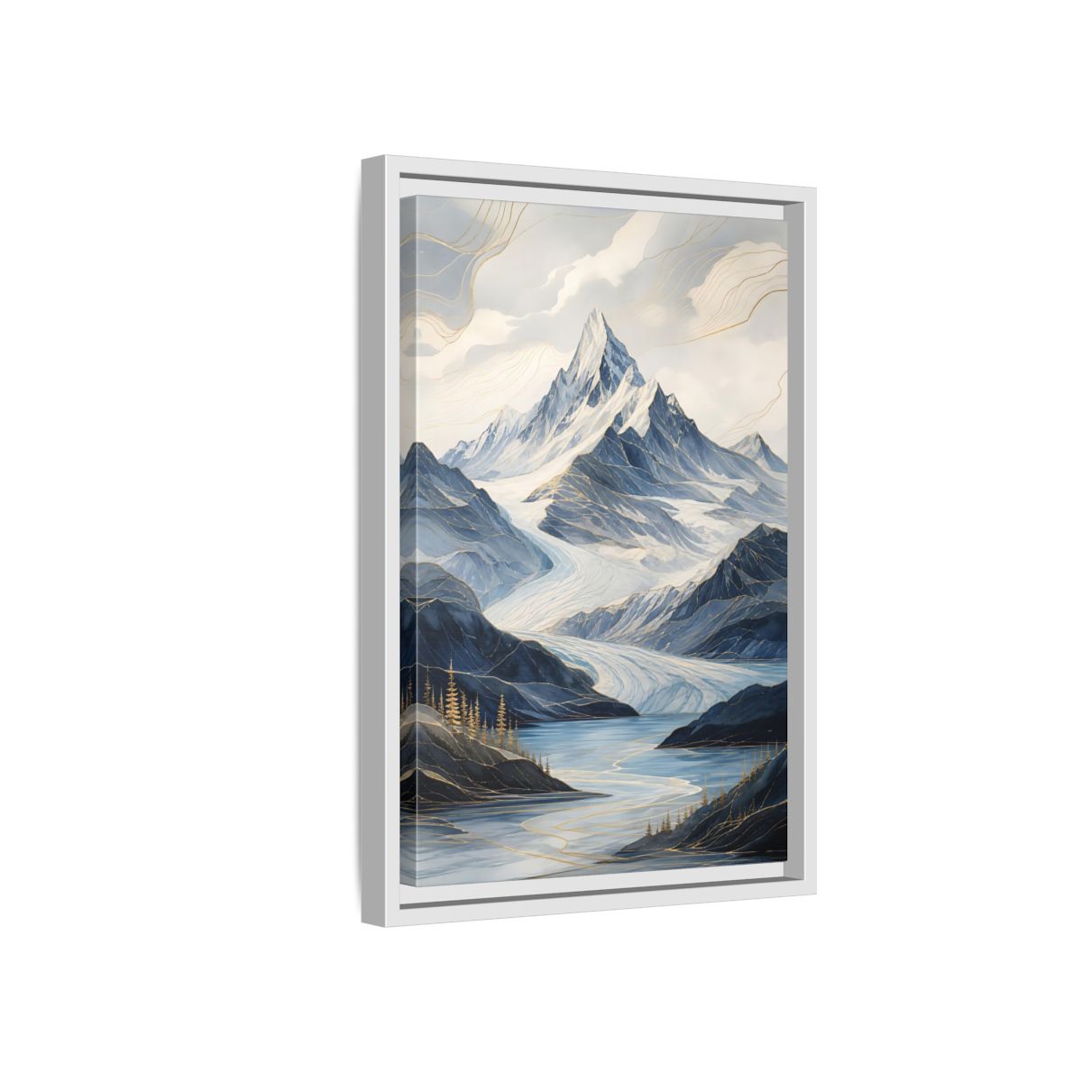 Side Mockup 4. Nature Mountain Landscape Blue Mountains shown as stretched canvas wall art