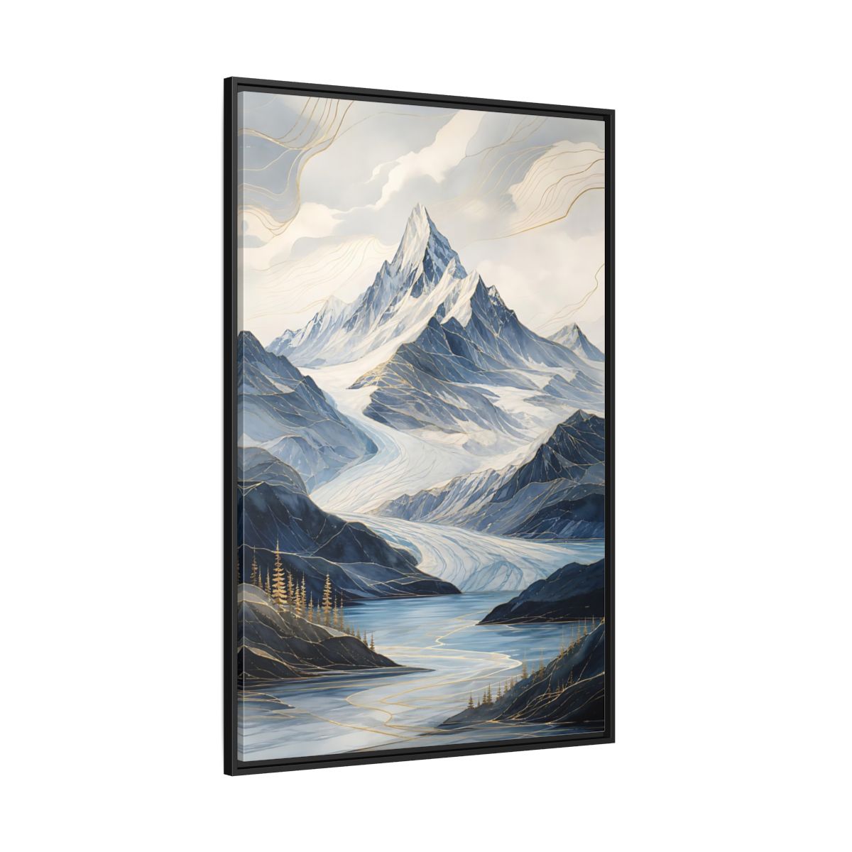 Side Mockup 12. Nature Mountain Landscape Blue Mountains shown as stretched canvas wall art