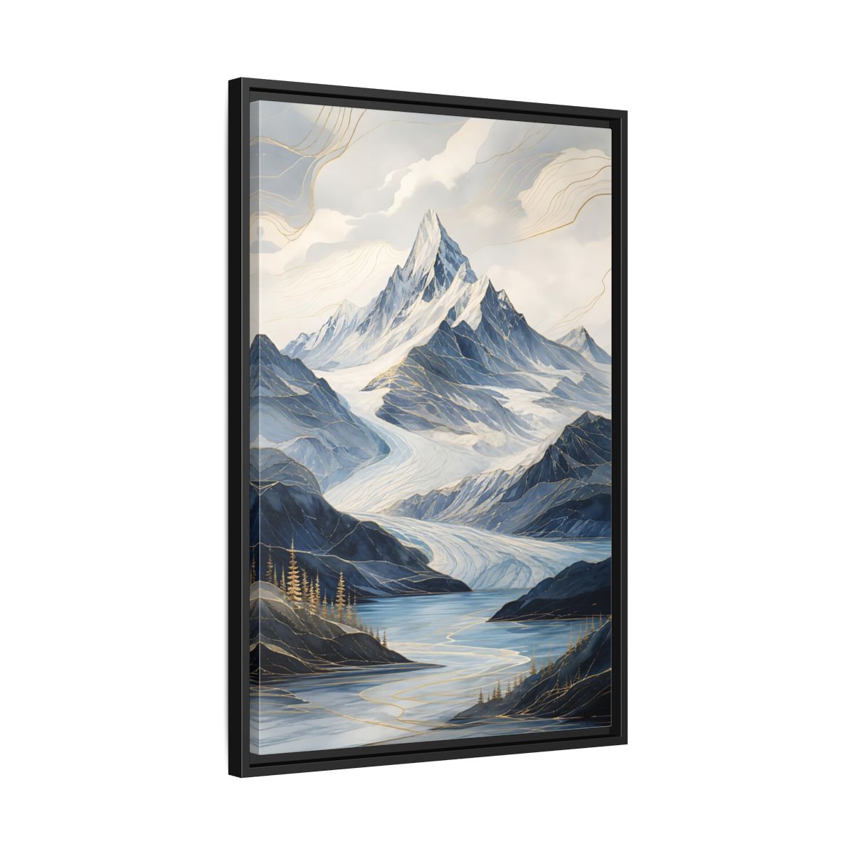 Side Mockup 14. Nature Mountain Landscape Blue Mountains shown as stretched canvas wall art