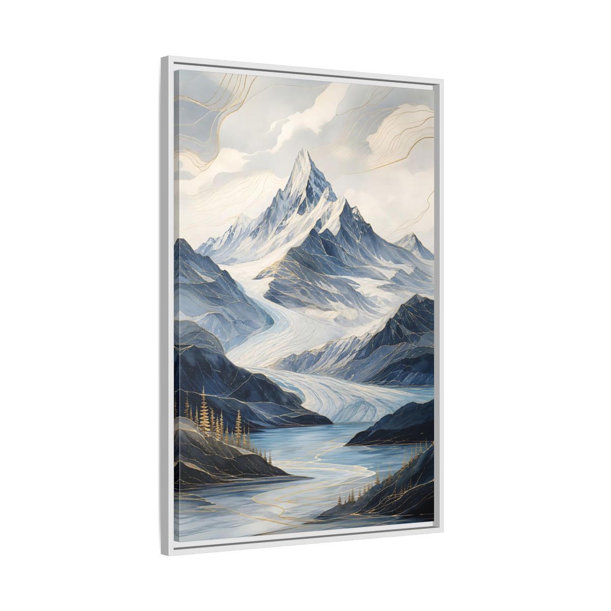 Side Mockup 9. Nature Mountain Landscape Blue Mountains shown as stretched canvas wall art