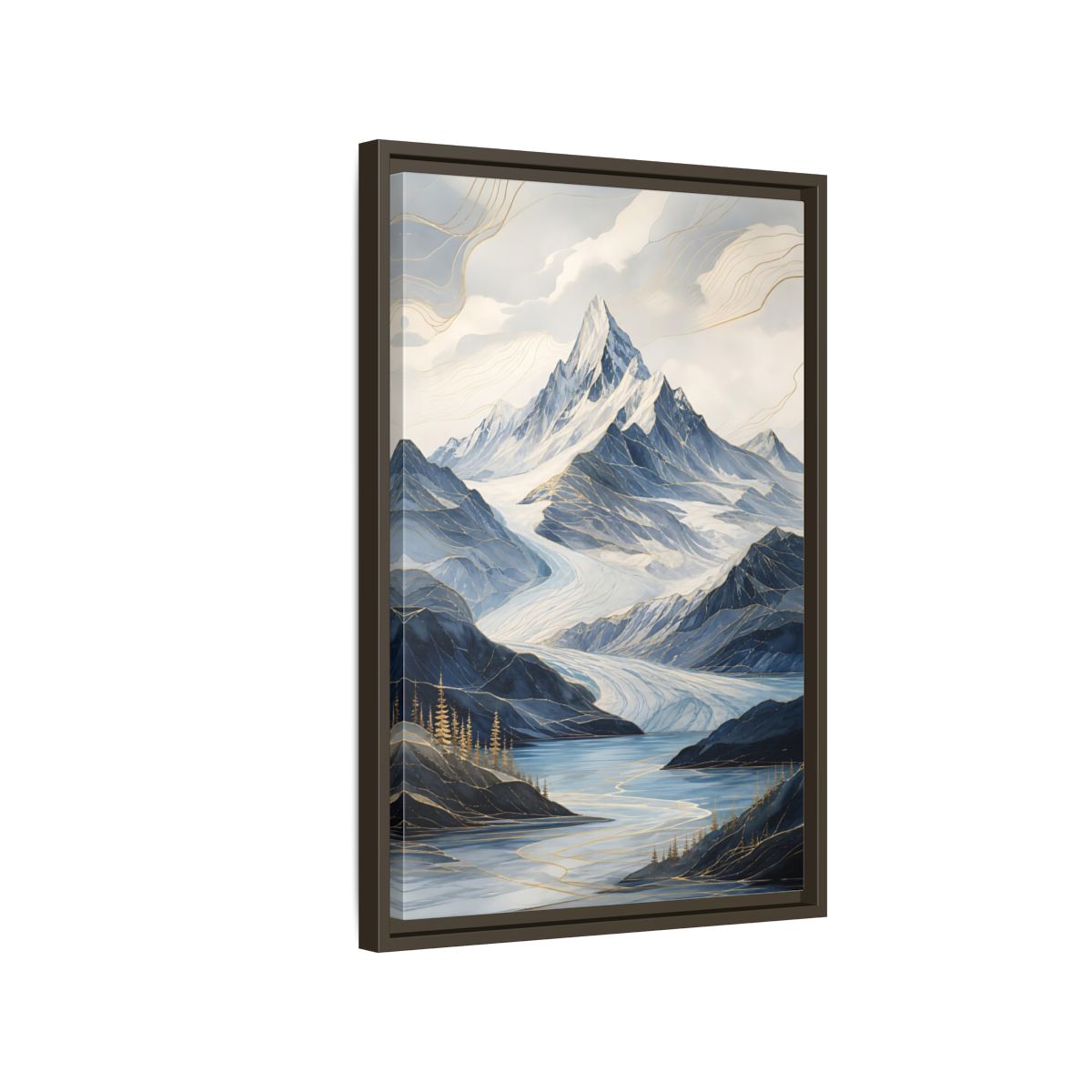 Side Mockup 2. Nature Mountain Landscape Blue Mountains shown as stretched canvas wall art