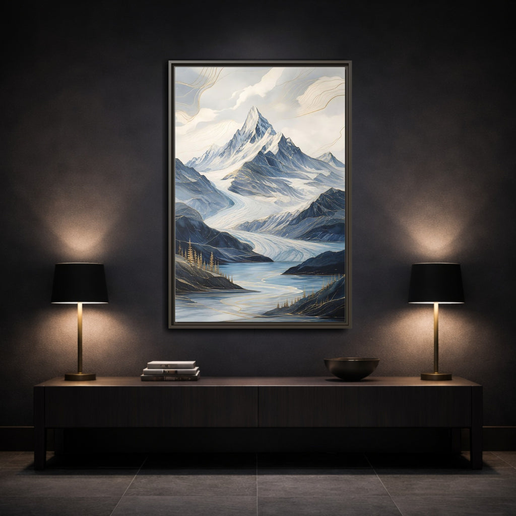 Mockup 3. Nature Mountain Landscape Blue Mountains shown as stretched canvas wall art