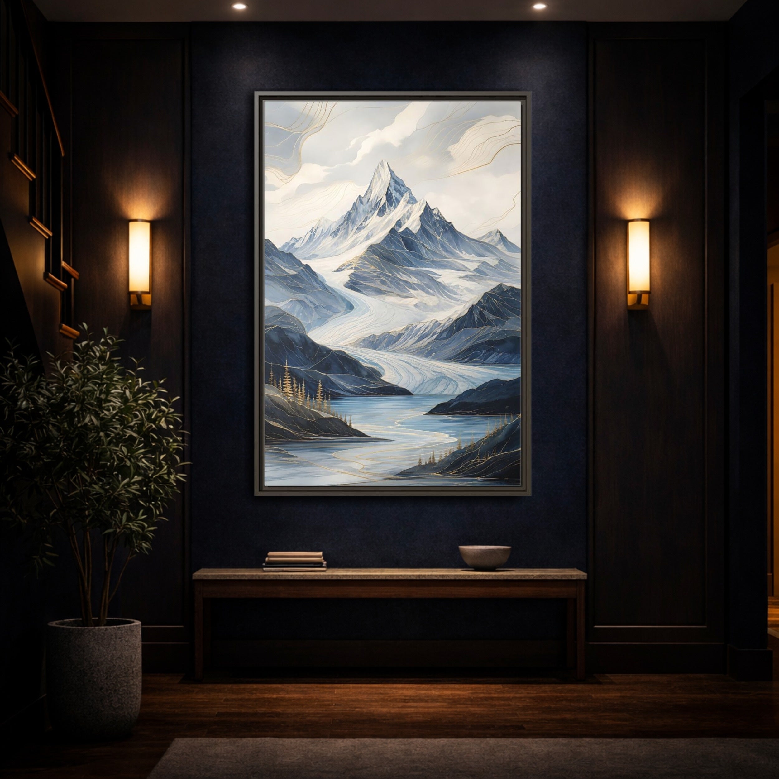 Mockup 4. Nature Mountain Landscape Blue Mountains shown as stretched canvas wall art