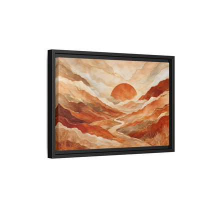 Side Mockup 6. Nature Mountain Landscape Brown And Gold shown as stretched canvas wall art