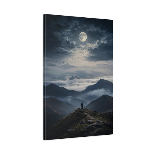 Main Mockup. Nature Mountain Landscape Dark Mountainscape shown as stretched canvas wall art
