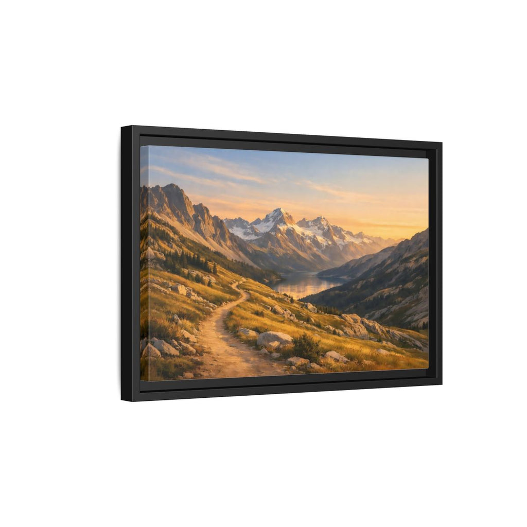 Side Mockup 6. Nature Mountain Landscape Golden Hour Landscape shown as stretched canvas wall art