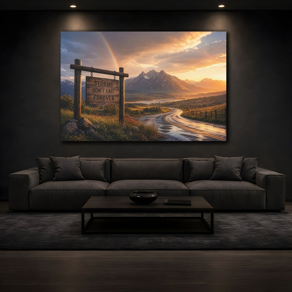 Mockup 3. Nature Mountain Landscape Golden Hour Landscape shown as stretched canvas wall art