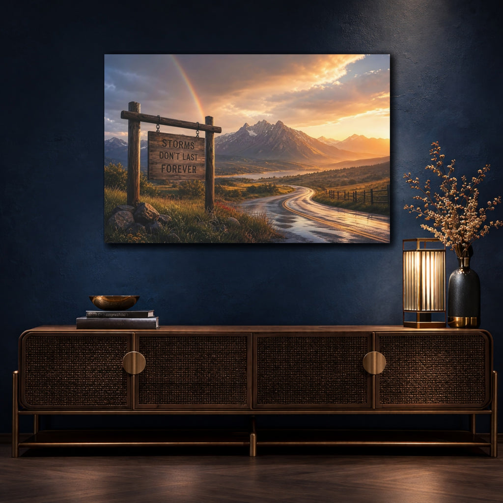 Mockup 4. Nature Mountain Landscape Golden Hour Landscape shown as stretched canvas wall art