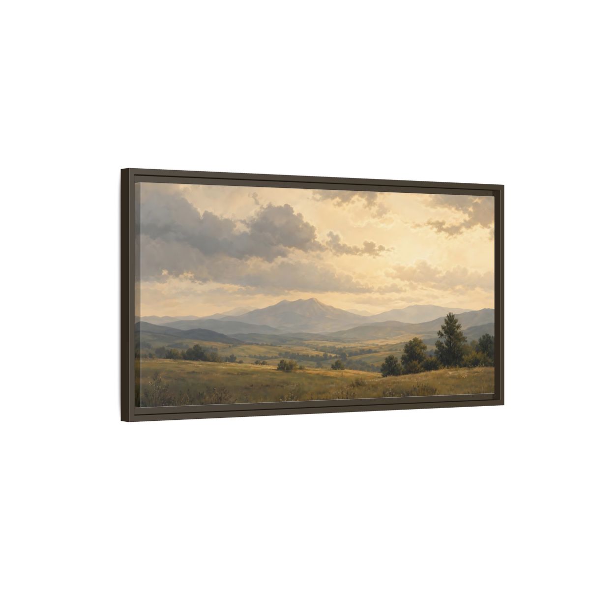 Main Mockup. Nature Mountain Landscape Golden Mountain Landscape shown as stretched canvas wall art