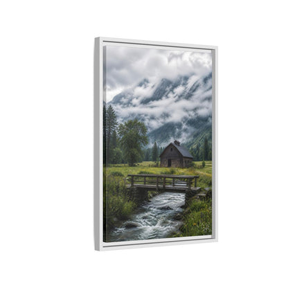 Side Mockup 1. Nature Mountain Landscape Green And Grey Landscape shown as stretched canvas wall art