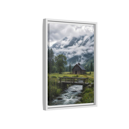 Side Mockup 4. Nature Mountain Landscape Green And Grey Landscape shown as stretched canvas wall art
