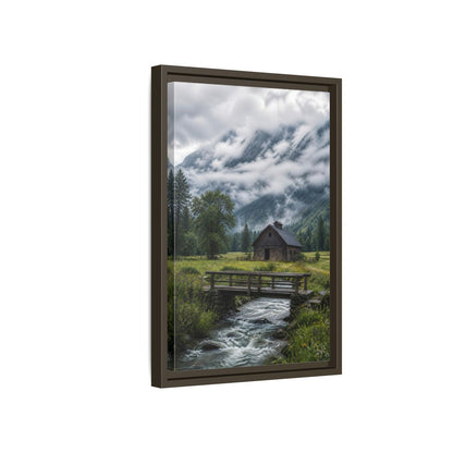 Side Mockup 5. Nature Mountain Landscape Green And Grey Landscape shown as stretched canvas wall art