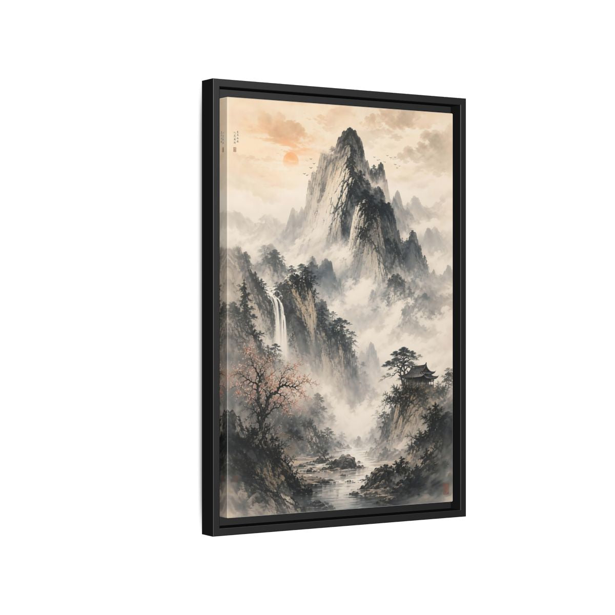 Side Mockup 3. Nature Mountain Landscape Grey Mountain shown as stretched canvas wall art
