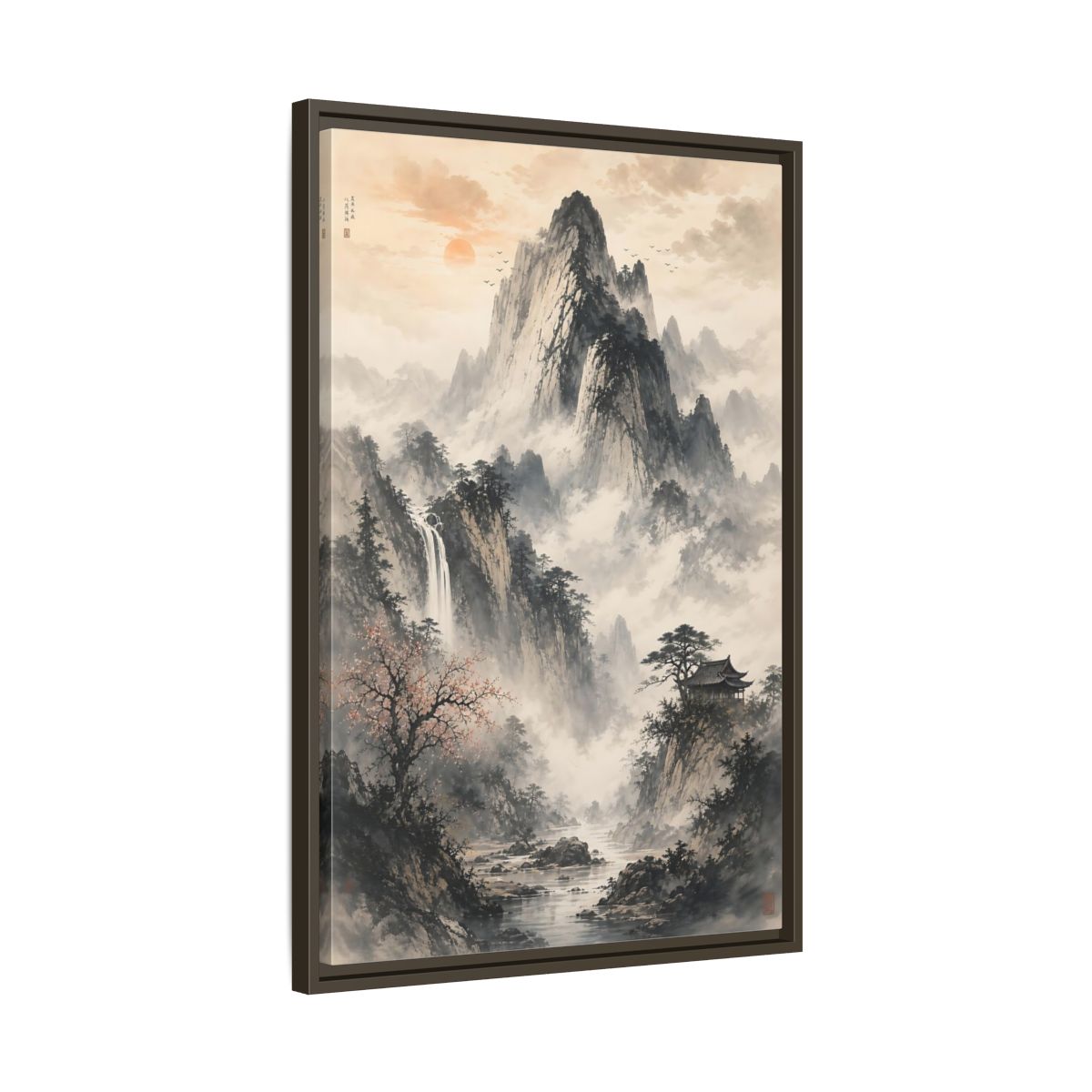 Side Mockup 11. Nature Mountain Landscape Grey Mountain shown as stretched canvas wall art