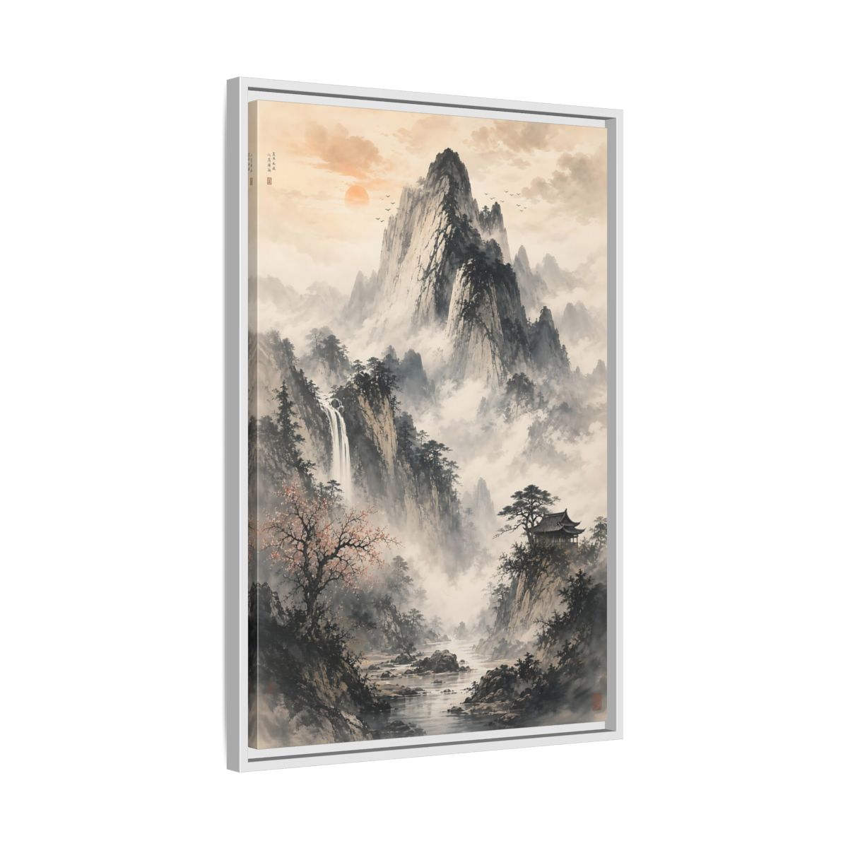 Side Mockup 10. Nature Mountain Landscape Grey Mountain shown as stretched canvas wall art