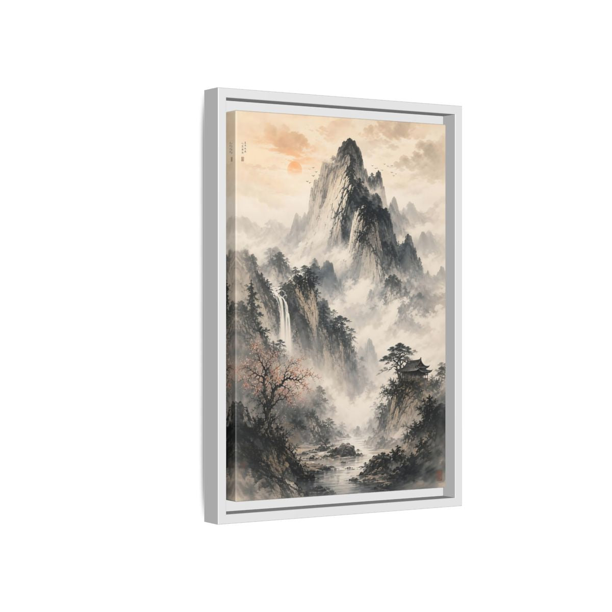 Side Mockup 4. Nature Mountain Landscape Grey Mountain shown as stretched canvas wall art